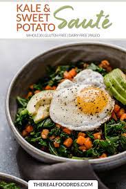 Kale And Sweet Potato Saute The Real Food Dietitians Recipe Kale Recipes Healthy Sweet Potato Recipes Healthy Gluten Free Sides Dishes