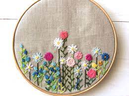 Embroidery Garden Work In Progress Embroidery Hoop Art Embroidery Hand Embroidery