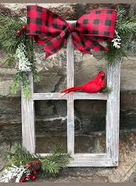 The Red Cardinal Is The Perfect Touch Farmhouse Christmas Decor Red Buffalo Check Decor Christmas Decorated W Christmas Wreaths Christmas Diy Christmas Wood