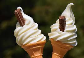 Mr Whippy ice creams with flakes ...