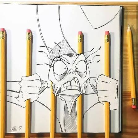 El arte de mezclar dibujos con objetos de la realidad. By: @luigi.kemo