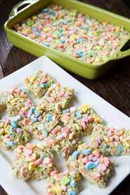 No Bake Lucky Charms Rice Crispy Bites Baking Recipes For Kids Kids Meals Baking Recipes
