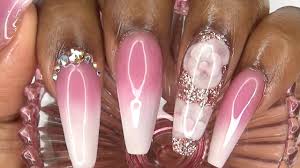You can get ombre nails filled. Rose Pink Ombre Acrylic Nails With Encapsulated 3d Acrylic Flowers Lon Ombre Acrylic Nails Luxury Nails Ombre Nails