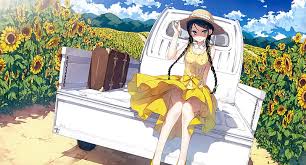 Share anime wallpapers with your friends. Karakter Anime Wanita Mengenakan Gaun Kuning Bunga Matahari Twintail Wallpaper Hd Wallpaperbetter