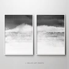 Black And White Framed Art Set Of 2 Set Of 2 Black And White Impressionist Cloudscape Modern Art Etsy Watercolor Print Watercolor Art Prints