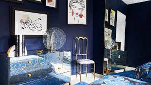 Create an ombre effect by mixing various shades of blue bedroom decor together or add in a true accent color like gold, yellow or red. Blue Bedroom With Gold Accents Contemporary Bedroom
