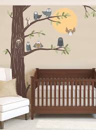 Shop the latest green tree decal deals on aliexpress. Friendly Forest Owls With Corner Tree Wall Decal Simple Shapes