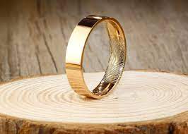 Your Actual Finger Print Rings Handmade Rose Gold Flat Plain Etsy Fingerprint Ring Titanium Ring Set Rings For Men