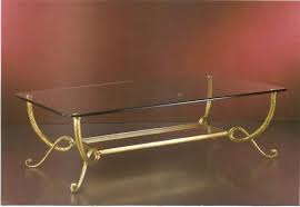 table basse rectangulaire 1 plateau verre structure en fer forge sur mesure coffee table table home decor