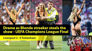 Aside from wolanski's brief stint in jail (she's out now), all of those involved in the stunt paid out absolutely nothing for essentially placing an ad in a primetime slot. Drama As Blonde Streaker Steals The Show In The Uefa Champions League Final Uefa Champions League Champions League Champions League Final