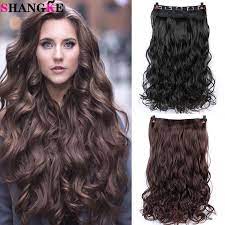 Julia peruvian virgin hair body wave lace closure with 3 bundles human hair weave. Shangke 100cm Synthetic Long Curly Hair Clip In Hair Extension High Temperature Women S Wavy Hair Piece Black Light Dark Brown Synthetic Clip In One Piece Aliexpress