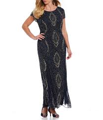 Pisarro Nights Plus Size Cap Sleeve Beaded Gown Dillards