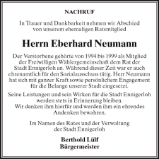Traueranzeigen von Eberhard Neumann