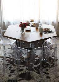 The design of the chair curves up at the seat hugging you as your patrons dine. Diy Honeycomb Table With Industrial Pipe Legs A Beautiful Mess