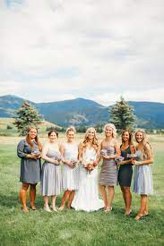 Mismatched Bridesmaids Dresses Bozeman Montana Wedding Lena Keir Via Rocky Mountain Bride Mountain Bride Montana Wedding Wedding Bride