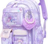 Mochila escolar para niñas, con múltiples bolsillos, a prueba de  salpicaduras, mochila para niños, Púrpura, Mochilas Daypack