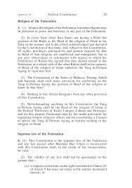 Religion of the federation 4. Full Text Of The Constitution Of Malaysia 2010 Reprint