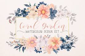 54 x 72machine wash on gentle and dry on gentle cycles.we wo Coral Garden Watercolor Clip Art Design Set Lolly S Lane Shoppe