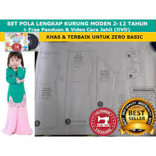 باجو كوروڠ) is a traditional costume originated from sumatra, and malay peninsula, and is traditionally worn by women in brunei, indonesia, malaysia, singapore and southern thailand. Best Pola Siap Baju Kurung Moden Kanak2 Panduan Jahit Dvd Shopee Malaysia