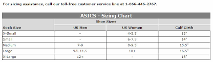 Asics Running Socks Size Chart