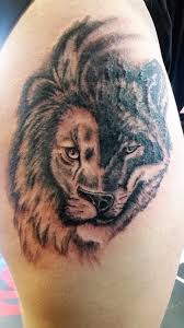 Wolf Lion Hybrid Blackandgrey Thigh Tattoo Studio13tattoomg Weird Tattoos Tattoos Jungle Tattoo