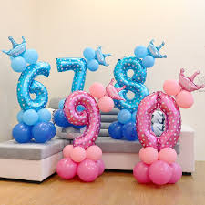 En Oferta Starlzmu Feliz Cumpleanos Rosa Azul Globo 17pcs Numero De Globos De Eid Mubarak Parte De La Decoracion De Los Ninos Nino Nina Partido Ballon Globos Eventos Y Fiesta