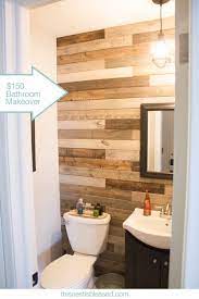 Give the ceiling a lift with this budget bathroom idea by covering it in beadboard and extending it down the walls a bit for a canopy effect. Weekend Bathroom Makeover For 150 This Is Amazing Bathroom Makeover Home Diy Home