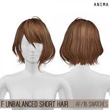 Female Unbalanced Short Hair For The Sims 4 By Anima Spring4sims Sims Hair Short Hair Styles Cute Hairstyles For Short Hair
