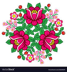 Polish Folk Art Floral Design Zalipie Dec Vectorstock Busqueda De Google Polish Folk Art Floral Art Flower Drawing