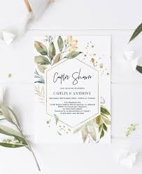 Gold Greenery Couples Shower Invitation Bridal Shower Etsy Bridal Shower Invitations Templates Wedding Shower Invitations Creative Wedding Invitations