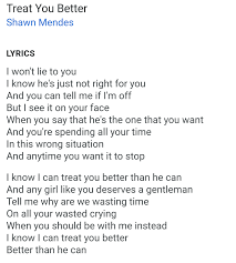 Maybe you would like to learn more about one of these? Shawn Mendes Treat You Better Lyrics Niceguys