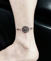 50 Summer Sunflower Tattoos Design And Ideas Ankle Bracelet Tattoo Anklet Tattoos Sunflower Tattoo Design