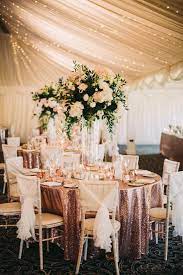 Most Beautiful Rose Gold Glitter Tablecloth Wedding Theme With Fabric Roof Rose Gold Wedding Decor Wedding Rose Gold Theme Gold Wedding Decorations
