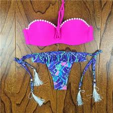 2017 Summer Style Floral Print Women Bikinis Set Crochet Lace Swimsuit Strapless Push Up Bandeau Biquinis Beachwear Bathing Suit Color Jt0021 Size L