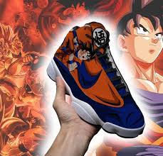 Goku's first appearance was on the last page of grand finale, the last chapter of the dr. Dbz Goku Jordan13 Sneakers Custom Anime Dragon Ball Shoes Gear Anime