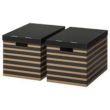 Ikea boxes are strong and sturdy but glued shut encased in a little swedish tomb that you think you'll never be able to open. Pingla Box With Lid Black Natural 56x37x36 Cm Ikea