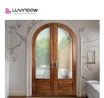 Diseños de puerta doble de seguridad de inclinación y giro de madera maciza  de estilo americano Entrada moderna personalizada para hogares y hoteles