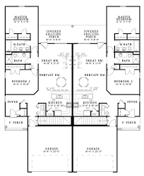 Traditional Style Multi Family Plan 61368 With 2 Bed 2 Bath 2 Car Garage Duplex Floor Plans Family House Plans Garage House Plans