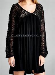 Pretty Plus Size Tunic Black Lace Cocktail Semi Formal Bell Long Sleeve Top 1x Swing Tunic Dress Dresses Tunic Dress