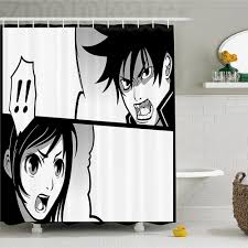 Anime Shower Curtain, Japanese Comics Strip with Boy and Girl Fight Scene  Manga Image Cartoon Print, Fabric Bathroom Decor Set w - AliExpress Home &  Garden