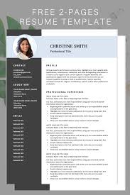 Download This Professional Resume Template It Includes Two Pages And A Photo You Can Easily Downloadable Resume Template Resume Template Free Resume Template