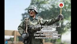 Video instructions of D80166 different ways to wear the WWII German  motorcycle raincoat