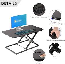 Adjustable height pneumatic standing or sitting laptop desk 27.6 inches,modern style home office workstation ,black frame /walnut color table top. Standing Desk 36 Inch Height Adjustable Standing Desk Converter Gas Spring Stand Up Computer Desk Fits Dual Monitors Sit Stand Laptop Riser Workstation For Home And Office Office Products Desks Workstations Ombak15 Org