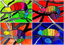 Rainbow Chameleon Colorful Art Projects Colorful Art Art Projects