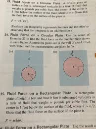 The sides of the tank will consist of seven plates 1.25 m × 2.20 m and two plates of 0.30 m × 2.20 m. Solved 23 Fluid Force On A Circular Plate A Circular Pla Chegg Com