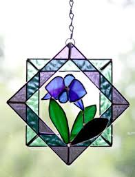 Stained Glass Suncatcher Blue Orchid Stained Glass Suncatchers Faux Stained Glass Stained Glass Decor
