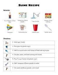 Slime Visual Recipe Visual Recipes Life Skills Classroom Life Skills