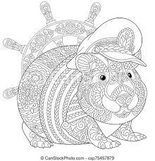 Guinea pig coloring pages can come as a useful addition in the animal or pet theme in kindergartens and for spending a quality time with your kid at home. Coloring Page With Guinea Pig Coloring Page Colouring Picture With Hamster Or Guinea Pig As A Navy Captain Line Art Sketch Canstock