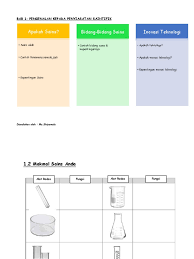 Pengertian teknologi adalah berbagai keperluan serta sarana berbentuk aneka macam peralatan atau sistem yang berfungsi untuk memberikan kenyamanan serta. Sains Bab 1 Tingkatan 1