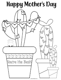 Free printable cactus coloring pages. Free Printable Mothers Day Cactus Coloring Pages For Kids Party Bright